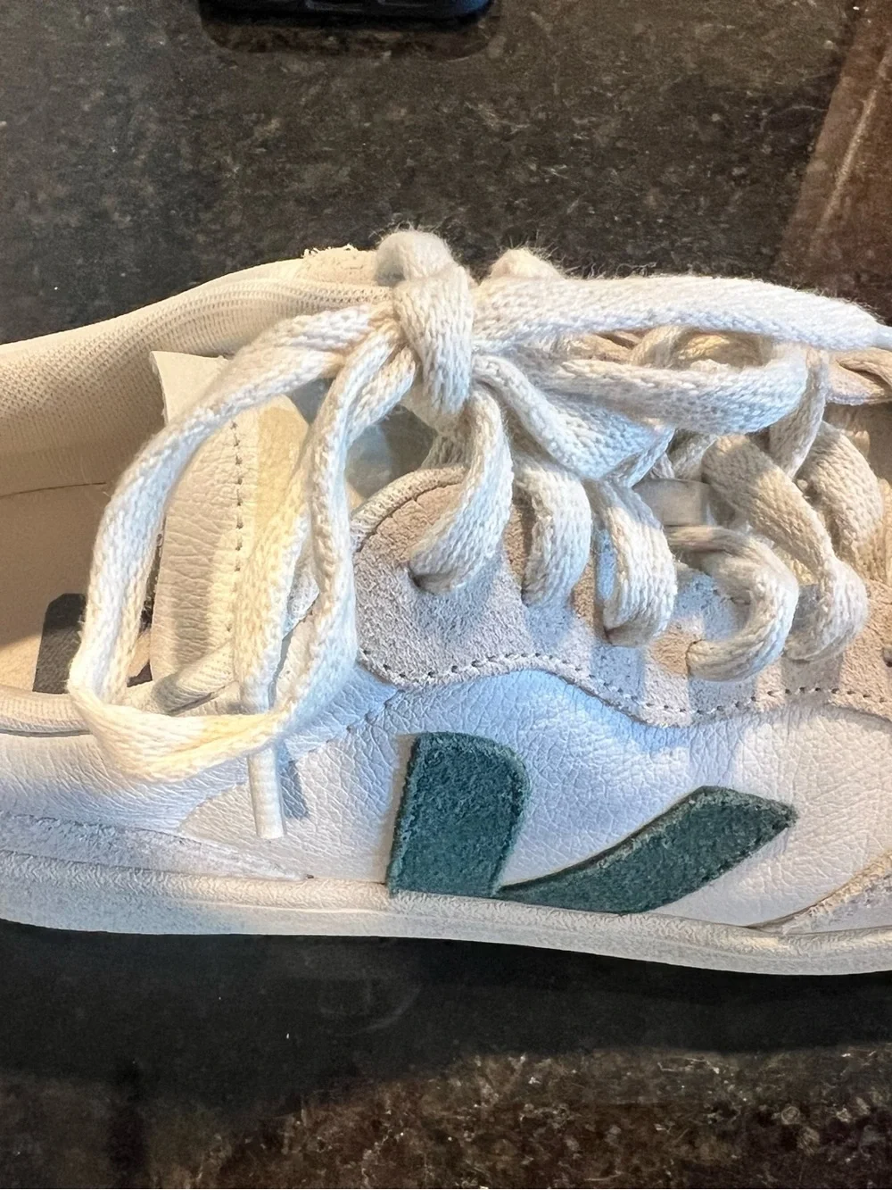 Veja V-90 Sneakers in White and Green